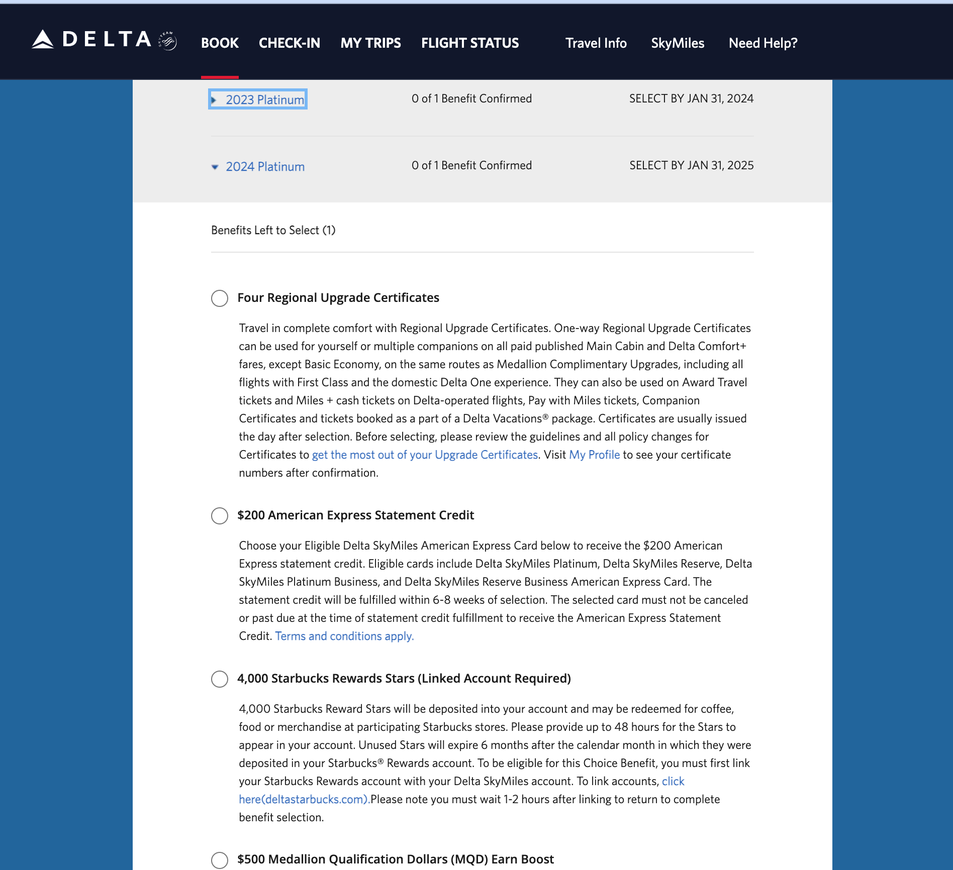 Delta Choice Benefits page. DELTA AIR LINES